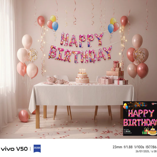 Pink Sprinkle “Happy Birthday” Balloon Set – Fun Party Wall Decoration