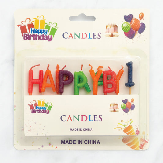 Colorful “Happy Birthday” Letter Candles – 1st Birthday Set