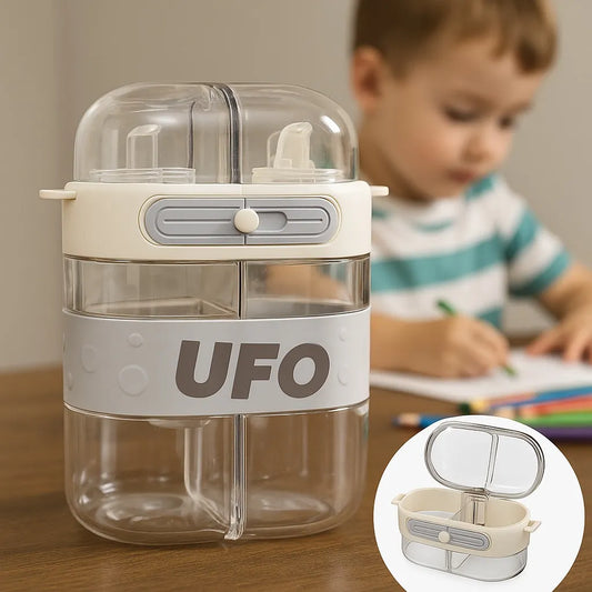UFO Dual Compartment Water Bottle – 2-in-1 Kids School & Travel Bottle (Leakproof | BPA-Free)