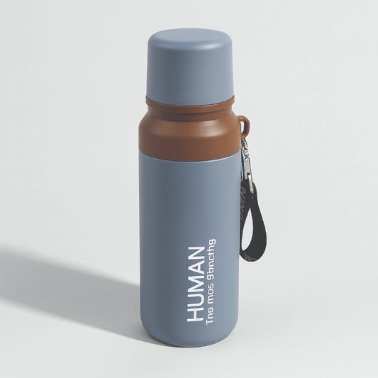 Premium Vacuum Flask Bottle – Hot & Cold Stainless Steel Thermos with Travel Strap (Purple, Black, Blue)