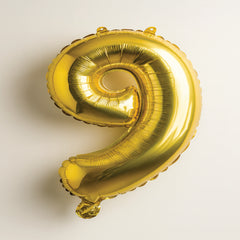 Golden Number Foil Balloons – 0 to 9 Digit Party Decoration