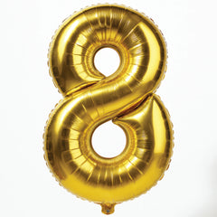 Golden Number Foil Balloons – 0 to 9 Digit Party Decoration