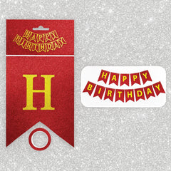 Red & Gold Glitter Happy Birthday Banner  Premium Party Decoration