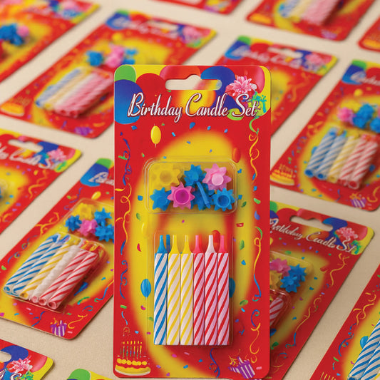 Colorful Spiral Birthday Candle Set with Holders – 12 Pcs