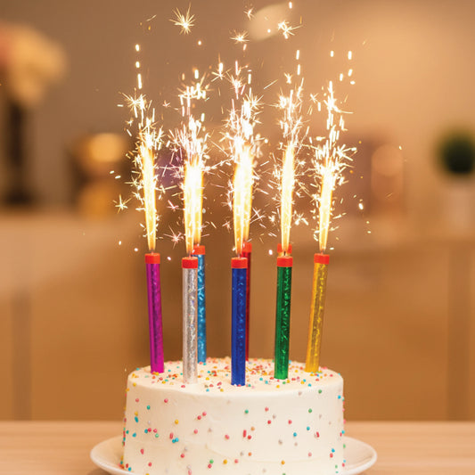 Colorful Birthday Cake Fire Spark Candles – Pack of 6