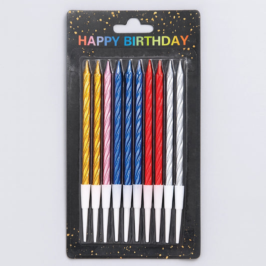 Metallic Birthday Candles  12 Pcs Elegant Cake Candles