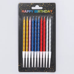 Metallic Birthday Candles  12 Pcs Elegant Cake Candles