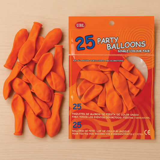 Orange Party Balloons  Pack of 25 Latex Balloons