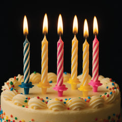 Colorful Spiral Birthday Candle Set with Holders – 12 Pcs