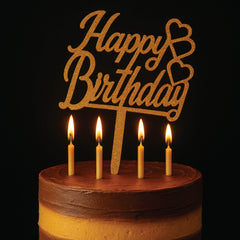 Golden Glitter “Happy Birthday” Cake Topper  Elegant Party Decoration