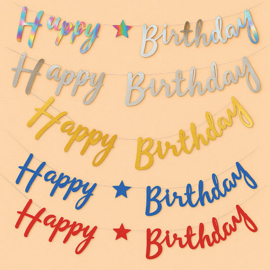 Metallic “Happy Birthday” Hanging Banners – Multi-Color Party Decoration Set