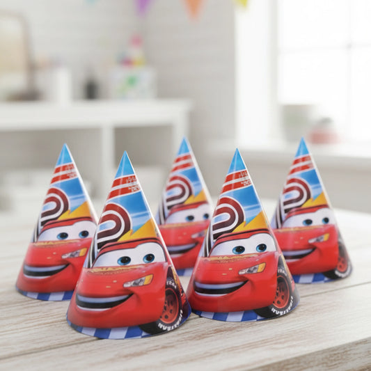 Cars Theme Party Hat  Lightning McQueen Birthday Cone Cap for Kids