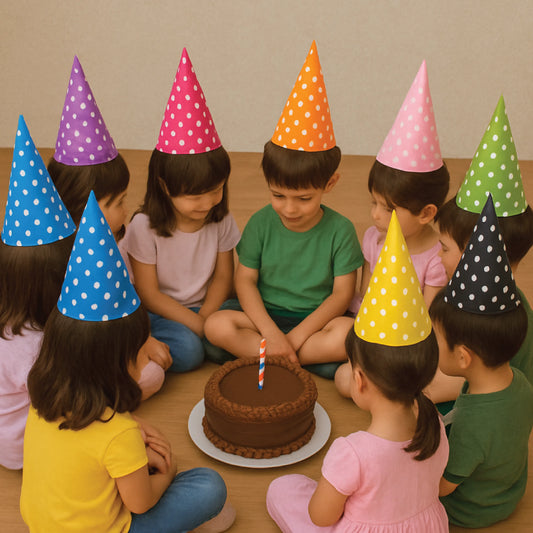 Polka Dot Birthday Party Hats  Colorful Celebration Pack