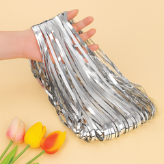Silver Metallic Foil Fringe Curtain  Premium Party Backdrop