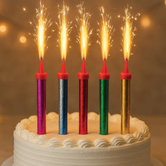Colorful Birthday Cake Fire Spark Candles – Pack of 6