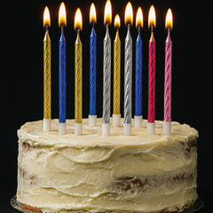 Metallic Birthday Candles  12 Pcs Elegant Cake Candles