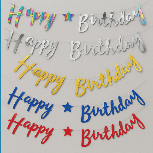 Metallic “Happy Birthday” Hanging Banners – Multi-Color Party Decoration Set