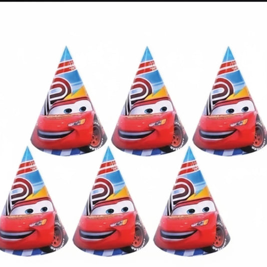 Cars Theme Party Hat  Lightning McQueen Birthday Cone Cap for Kids
