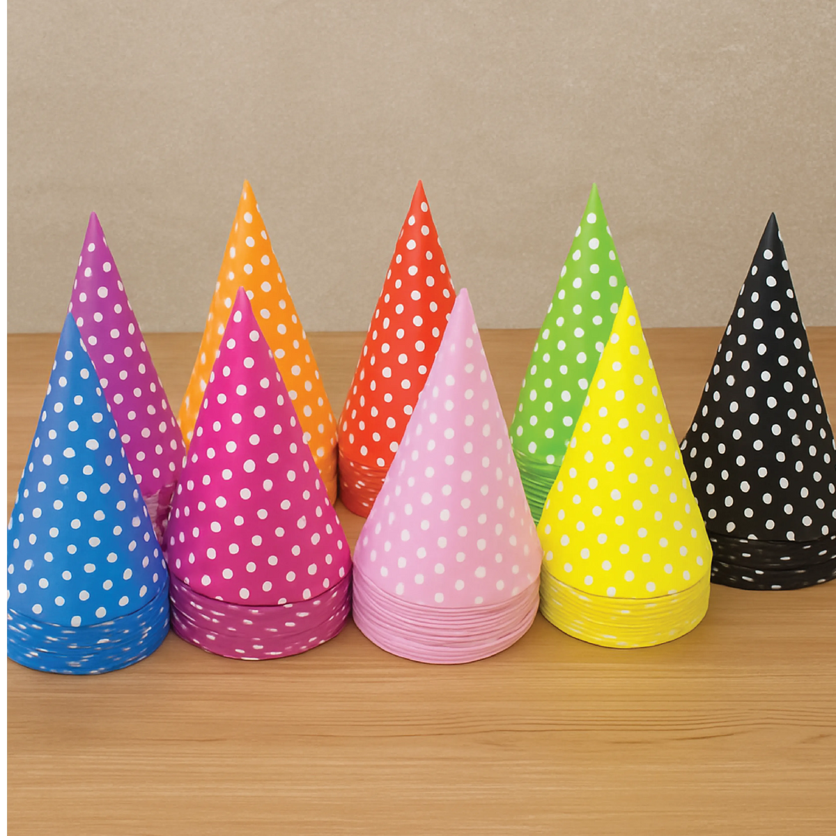 Polka Dot Birthday Party Hats  Colorful Celebration Pack
