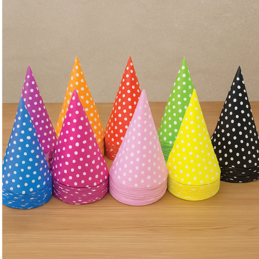 Polka Dot Birthday Party Hats  Colorful Celebration Pack