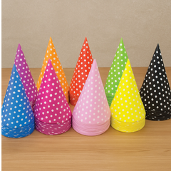 Polka Dot Birthday Party Hats  Colorful Celebration Pack