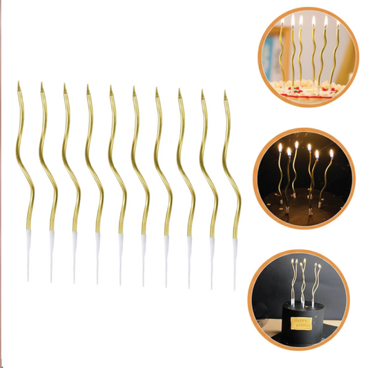 Curved Metallic Birthday Candles  Elegant Wavy Flame Design