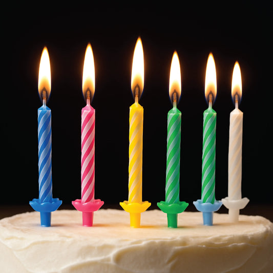 Birthday Spiral Candles with Holders  24 PCS Set