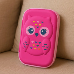 Owl Design Pencil Case  Cute Pink Zipper Pouch for Kids