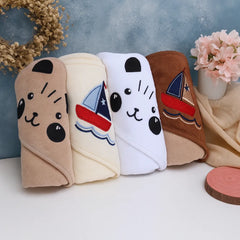 Baby Hooded Towel – Soft Fleece Wrap with Cute Embroidery  | Newborn to 12 months