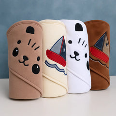 Baby Hooded Towel – Soft Fleece Wrap with Cute Embroidery  | Newborn to 12 months