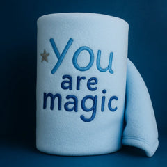 Baby Hooded Towel – Soft Fleece Wrap “You Are Magic / Dolphin Dreams”  Newborn to 12 months