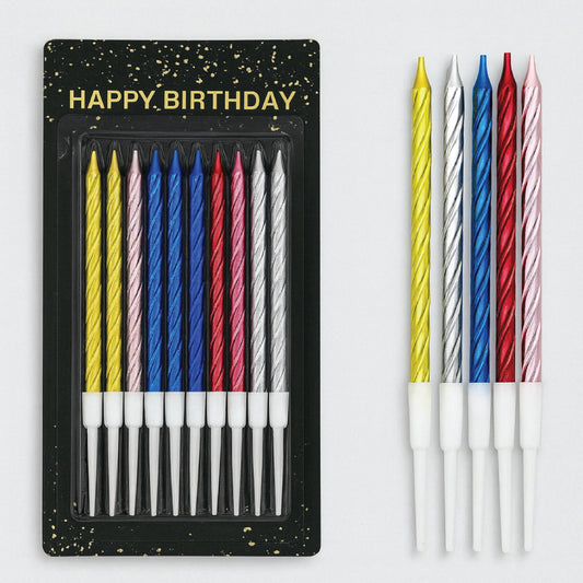 Metallic Birthday Candles  12 Pcs Elegant Cake Candles