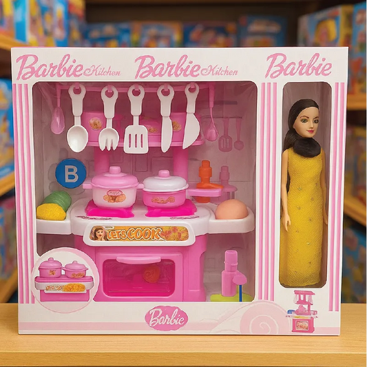 Barbie Kitchen Play Set with Doll – Cooking Toy with Utensils & Accessories