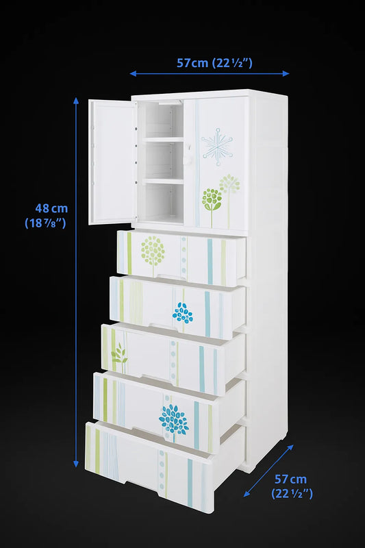 Multi-Layer Plastic Storage Cabinet  5 Drawer Organizer with Top Compartment
