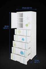 Multi-Layer Plastic Storage Cabinet  5 Drawer Organizer with Top Compartment