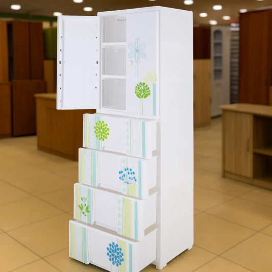Multi-Layer Plastic Storage Cabinet  5 Drawer Organizer with Top Compartment