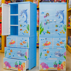 Ocean Theme Kids Storage Cabinet  Dolphin Design Plastic Organizer