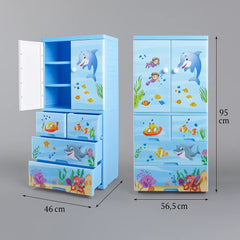 Ocean Theme Kids Storage Cabinet  Dolphin Design Plastic Organizer