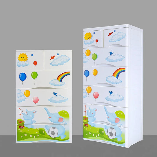 Elephant & Rainbow Kids Storage Cabinet  Colorful Multi-Drawer Organizer