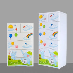 Elephant & Rainbow Kids Storage Cabinet  Colorful Multi-Drawer Organizer