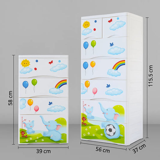Elephant & Rainbow Kids Storage Cabinet  Colorful Multi-Drawer Organizer