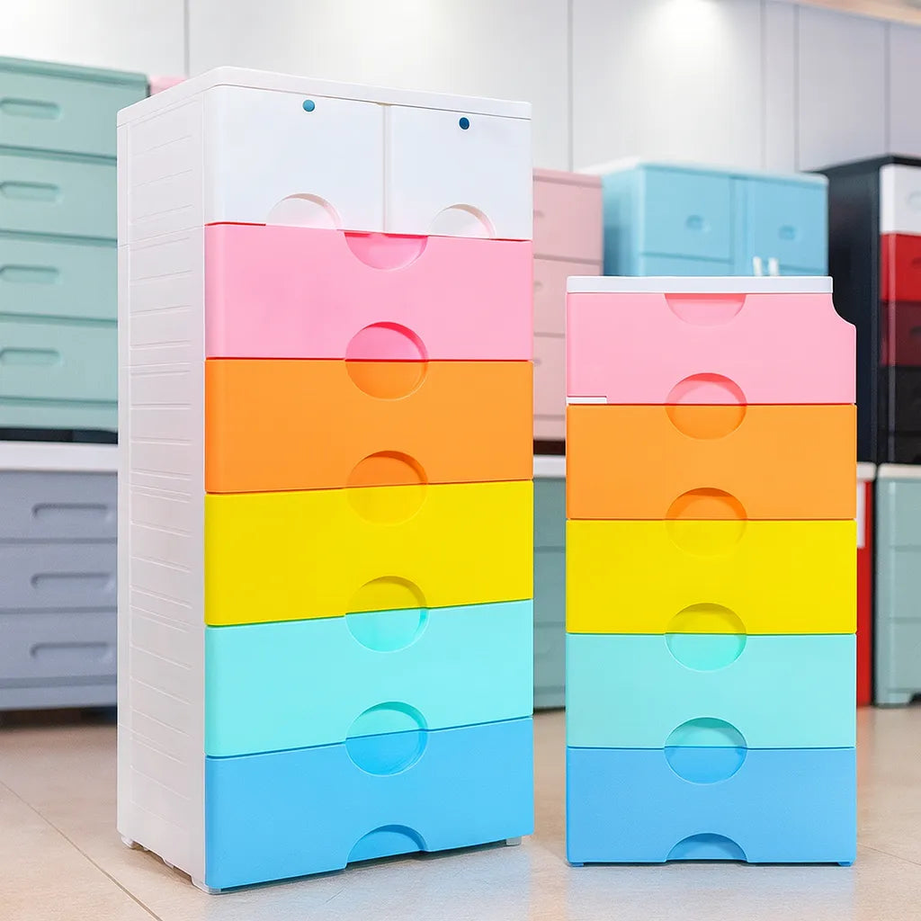 Rainbow Multi-Layer Plastic Storage Cabinet  Colorful Kids Organizer