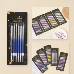 Gradient Metallic Birthday Candles  6 Pcs Premium Party Set