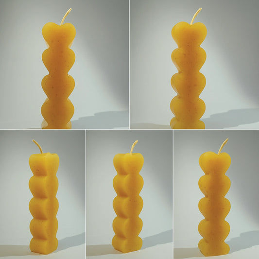 Stacked Hearts Candle  Modern Artistic Pillar Candle