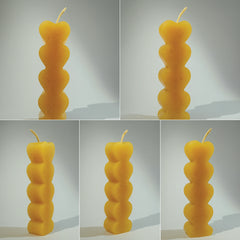 Stacked Hearts Candle  Modern Artistic Pillar Candle