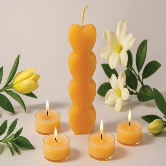 Stacked Hearts Candle  Modern Artistic Pillar Candle