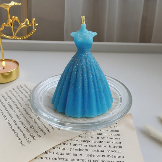 Princess Gown Candle  Sparkling Blue Dress Design