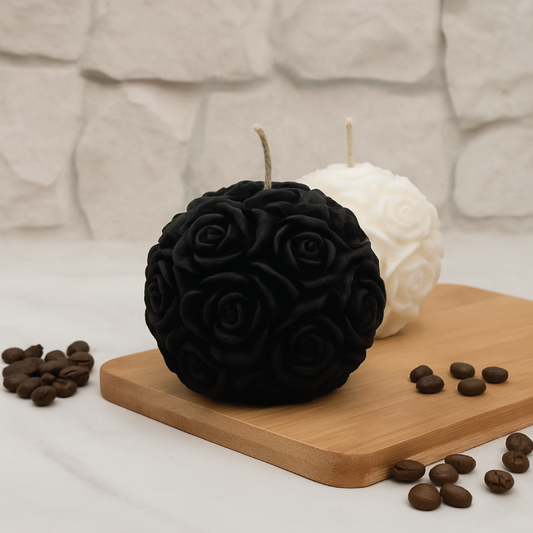 Rose Bloom Sphere Candle  Elegant Floral Decorative Candle