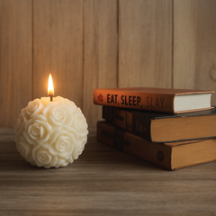 Rose Bloom Sphere Candle  Elegant Floral Decorative Candle