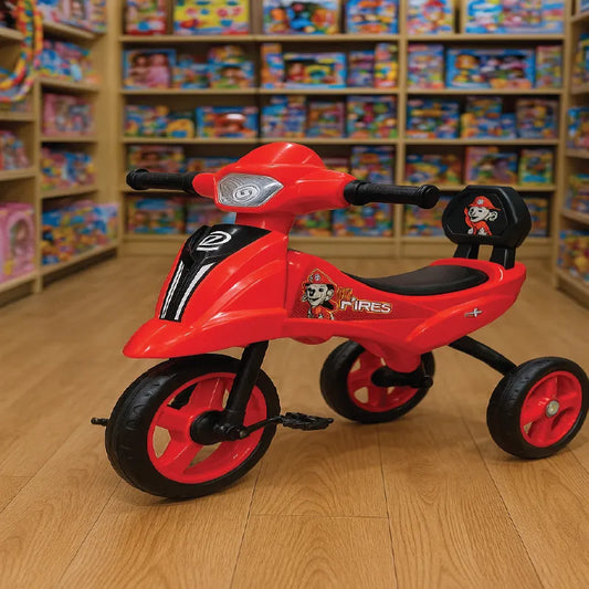 Motorbike-Style Tricycle for Kids with Headlight – Blue & Red